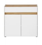 B�ro Kommode Center in wei� und Wotan Eiche B�roschrank f�r Homeoffice und B�ro 80 x 70 cm