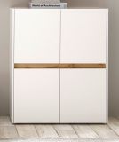 B�roschrank Highboard Center in wei� und Wotan Eiche Stauraumschrank f�r Homeoffice und B�ro 100 x 122 cm
