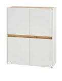 B�roschrank Highboard Center in wei� und Wotan Eiche Stauraumschrank f�r Homeoffice und B�ro 100 x 122 cm