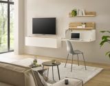 Wohnwand mit Sekret�r Center in wei� und Wotan Eiche Wohnkombination 3-teilig 270 x 170 cm