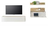 Wohnwand mit Sekret�r Center in wei� und Wotan Eiche Wohnkombination 3-teilig 270 x 170 cm