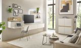 Wohnwand mit Sekret�r Center in wei� und Wotan Eiche Wohnkombination 5-teilig 470 x 180 cm