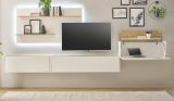 Wohnwand mit Sekret�r Center in wei� und Wotan Eiche Wohnkombination 4-teilig 350 x 180 cm