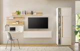Wohnwand mit Sekret�r Center in wei� und Wotan Eiche Wohnkombination 6-teilig 340 x 200 cm