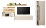 Wohnwand mit Sekret�r Center in wei� und Wotan Eiche Wohnkombination 6-teilig 340 x 200 cm