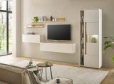 Wohnwand mit Sekret�r Center in wei� und Wotan Eiche Wohnkombination 6-teilig 340 x 200 cm