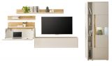 Wohnwand mit Sekret�r Center in wei� und Wotan Eiche Wohnkombination 6-teilig 340 x 200 cm
