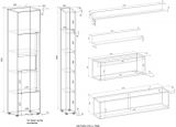 Wohnwand mit Sekret�r Center in wei� und Wotan Eiche Wohnkombination 6-teilig 340 x 200 cm