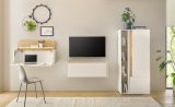 Wohnwand mit Sekret�r Center in wei� und Wotan Eiche Wohnkombination 4-teilig 310 cm