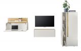 Wohnwand mit Sekret�r Center in wei� und Wotan Eiche Wohnkombination 4-teilig 310 cm