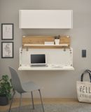 B�rom�bel Set Center in wei� und Wotan Eiche B�roschrank und Sekret�r h�ngend f�r Homeoffice 100 cm