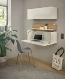 B�rom�bel Set Center in wei� und Wotan Eiche B�roschrank und Sekret�r h�ngend f�r Homeoffice 100 cm