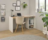 B�rom�bel Set Center in wei� und Wotan Eiche mit Schreibtisch und Aktenregal f�r Homeoffice
