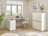 B�rom�bel Set Center in wei� und Wotan Eiche mit Schreibtisch und Aktenregal f�r Homeoffice
