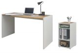 B�rom�bel Set Center in wei� und Wotan Eiche mit Schreibtisch und Aktenregal f�r Homeoffice