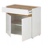 B�rom�bel Set Center in wei� und Wotan Eiche mit Schreibtisch, Kommode und 2 x Regal f�r Homeoffice