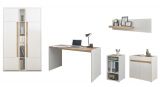 B�rom�bel komplett Set Center in wei� und Wotan Eiche mit Schreibtisch, Kommode und Aktenschrank f�r Homeoffice