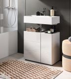Waschbeckenunterschrank Larik in wei� Hochglanz Badezimmer Unterschrank 60 x 56 cm