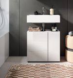 Waschbeckenunterschrank Larik in wei� Hochglanz Badezimmer Unterschrank 60 x 56 cm