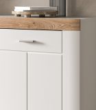 Badezimmer Hochschrank Sopela wei� und Nox Eiche Landhaus H�ngeschrank 45 x 172 cm, Soft-Close