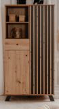 Highboard Madem in Artisan Eiche und Anthrazit mit 3D-Lamellen Wohn- und Esszimmer Kommode 80 x 156 cm