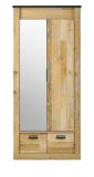 Kleiderschrank Stove in Used Wood hell und anthrazit Dreht�renschrank 2-t�rig mit Spiegel 93 x 209 cm
