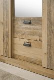 Kleiderschrank Stove in Used Wood hell und anthrazit Schiebet�rent�renschrank 3-t�rig mit Spiegel 163 x 209