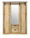 Kleiderschrank Stove in Used Wood hell und anthrazit Schiebet�rent�renschrank 3-t�rig mit Spiegel 163 x 209