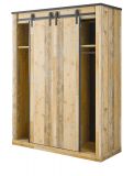 Kleiderschrank Stove in Used Wood hell und anthrazit Schiebet�rent�renschrank 3-t�rig mit Spiegel 163 x 209