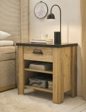 Nachttisch Stove in Used Wood hell und anthrazit Nachtkommode mit Schubkasten in Komforth�he 60 x 61