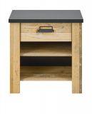 Nachttisch Stove in Used Wood hell und anthrazit Nachtkommode mit Schubkasten in Komforth�he 60 x 61
