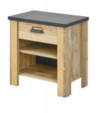 Nachttisch Stove in Used Wood hell und anthrazit Nachtkommode mit Schubkasten in Komforth�he 60 x 61