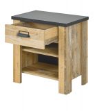 Nachttisch Stove in Used Wood hell und anthrazit Nachtkommode mit Schubkasten in Komforth�he 60 x 61