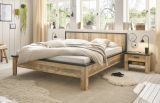 Schlafzimmer Set 3-teilig Stove in Used Wood hell und anthrazit mit Doppelbett Liegefl�che 180 x 200 cm und 2 x Nachttisch