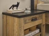 Schlafzimmer Set 3-teilig Stove in Used Wood hell und anthrazit mit Doppelbett Liegefl�che 180 x 200 cm und 2 x Nachttisch