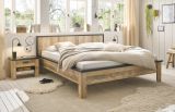 Schlafzimmer Set 3-teilig Stove in Used Wood hell und anthrazit mit Doppelbett Liegefl�che 180 x 200 cm und 2 x Nachttisch