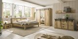Schlafzimmer Set 3-teilig Stove in Used Wood hell und anthrazit mit Doppelbett Liegefl�che 180 x 200 cm und 2 x Nachttisch