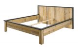 Schlafzimmer Set 5-teilig Stove in Used Wood hell und anthrazit mit Bett, Kleiderschrank, 2 x Nachttisch und Kommode