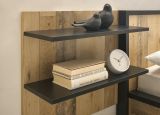 Schlafzimmer Set 8-teilig Stove in Used Wood hell und anthrazit mit Bett, Kleiderschrank, Wandboard, Sideboard, 2 x Wandpaneel und 2 x Nachttisch