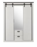 Kleiderschrank Stove in wei� Pinie und anthrazit Landhaus Schiebet�rent�renschrank 3-t�rig mit Spiegel 163 x 209