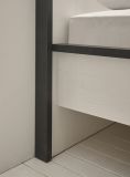 Bett Stove in wei� Pinie und anthrazit Landhaus Einzelbett Liegefl�che 90 x 200 cm