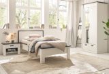 Bett Stove in wei� Pinie und anthrazit Landhaus Einzelbett Liegefl�che 90 x 200 cm