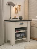 Nachttisch Stove in wei� Pinie und anthrazit Landhaus Nachtkommode mit Schubkasten in Komforth�he 60 x 61