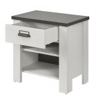Nachttisch Stove in wei� Pinie und anthrazit Landhaus Nachtkommode mit Schubkasten in Komforth�he 60 x 61