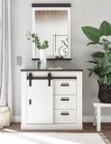 Kommode Stove in wei� Pinie und anthrazit Landhaus Sideboard 93 x 91 cm