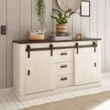 Sideboard Stove in wei� Pinie und anthrazit Landhaus Kommode 162 x 91 cm