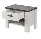 Schlafzimmer Set 2-teilig Stove in wei� Pinie Landhaus mit Einzelbett Liegefl�che 90 x 200 cm und Nachttisch