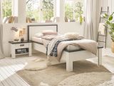 Schlafzimmer Set 2-teilig Stove in wei� Pinie Landhaus mit Einzelbett Liegefl�che 90 x 200 cm und Nachttisch
