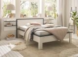 Schlafzimmer Set 3-teilig Stove in wei� Pinie Landhaus mit Einzelbett Liegefl�che 140 x 200 cm und 2 x Wandpaneel