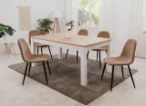 4 x Stuhl Lenja in braun Cord und schwarz 4-Fu�stuhl K�chen- und Esszimmerstuhl 4er Set